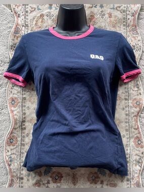 D&G Navy Vintage Tee with Pink Trim